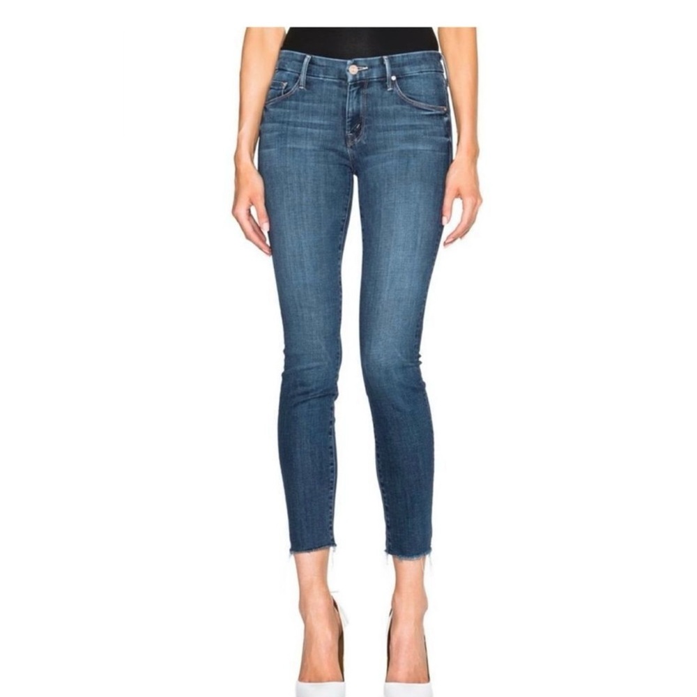 Mother Looker Ankle Fray Skinny Jeans in Girl Crush Raw Hem women’s size 28